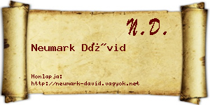 Neumark Dávid névjegykártya